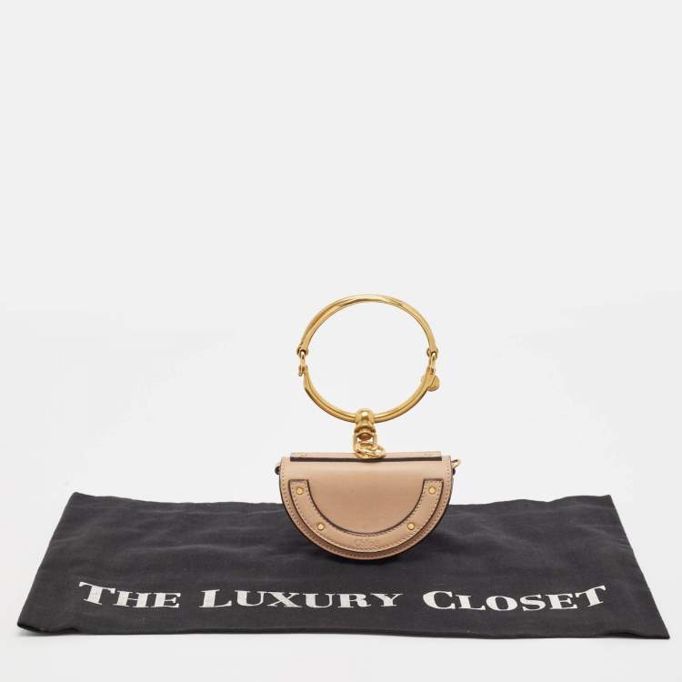 Pre Owned Chloe Beige Leather Mini Nile Minaudière Clutch Bag