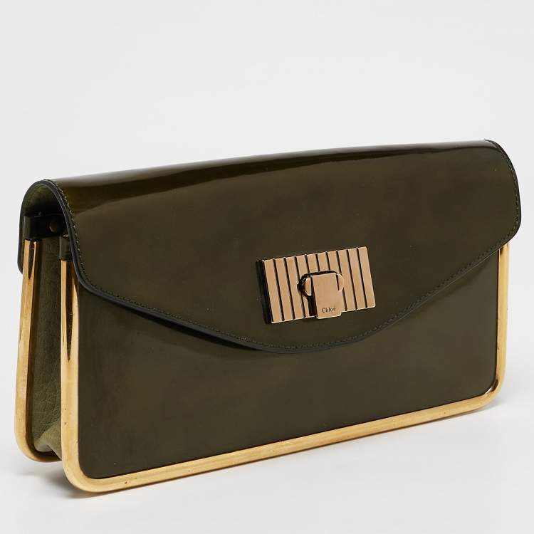 Pre Owned Chloe Green Patent Leather Sally Clutch
