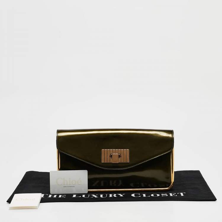 Pre Owned Chloe Green Patent Leather Sally Clutch