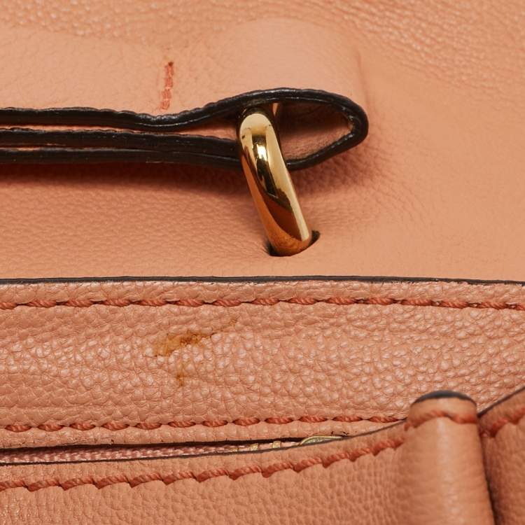 Pre Owned Chloe Peach Leather Medium Elsie Top Handle Bag