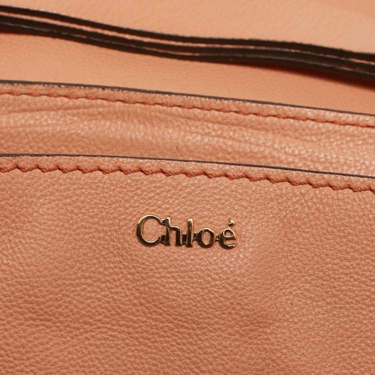 Pre Owned Chloe Peach Leather Medium Elsie Top Handle Bag