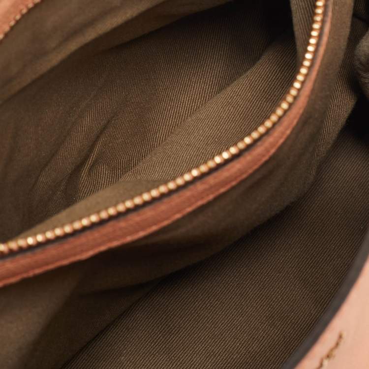 Pre Owned Chloe Peach Leather Medium Elsie Top Handle Bag