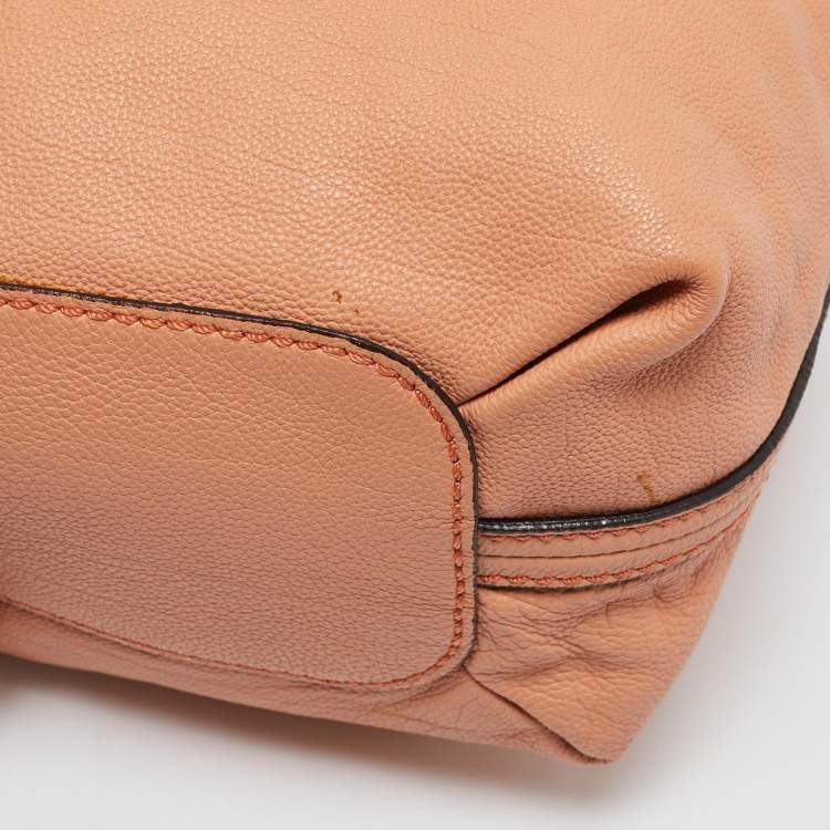 Pre Owned Chloe Peach Leather Medium Elsie Top Handle Bag