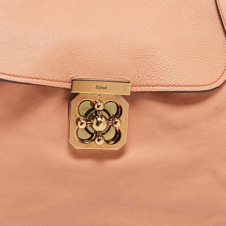 Pre Owned Chloe Peach Leather Medium Elsie Top Handle Bag