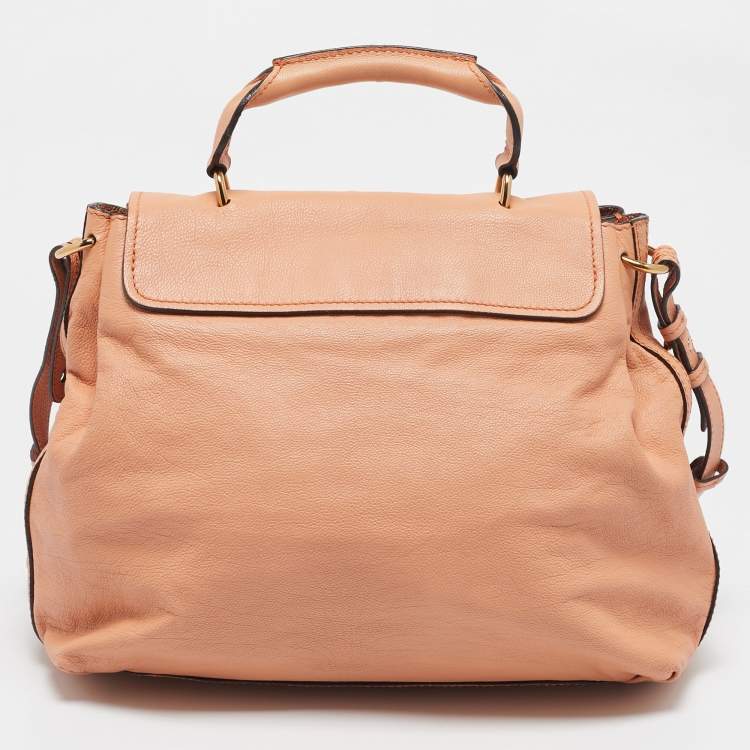 Pre Owned Chloe Peach Leather Medium Elsie Top Handle Bag