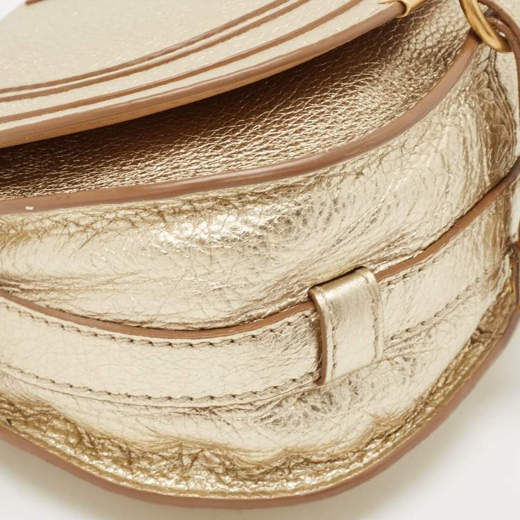 Pre Owned Chloe Gold Leather Small Marcie Saddle Bag