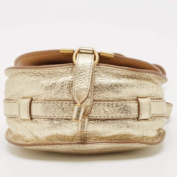 Pre Owned Chloe Gold Leather Small Marcie Saddle Bag