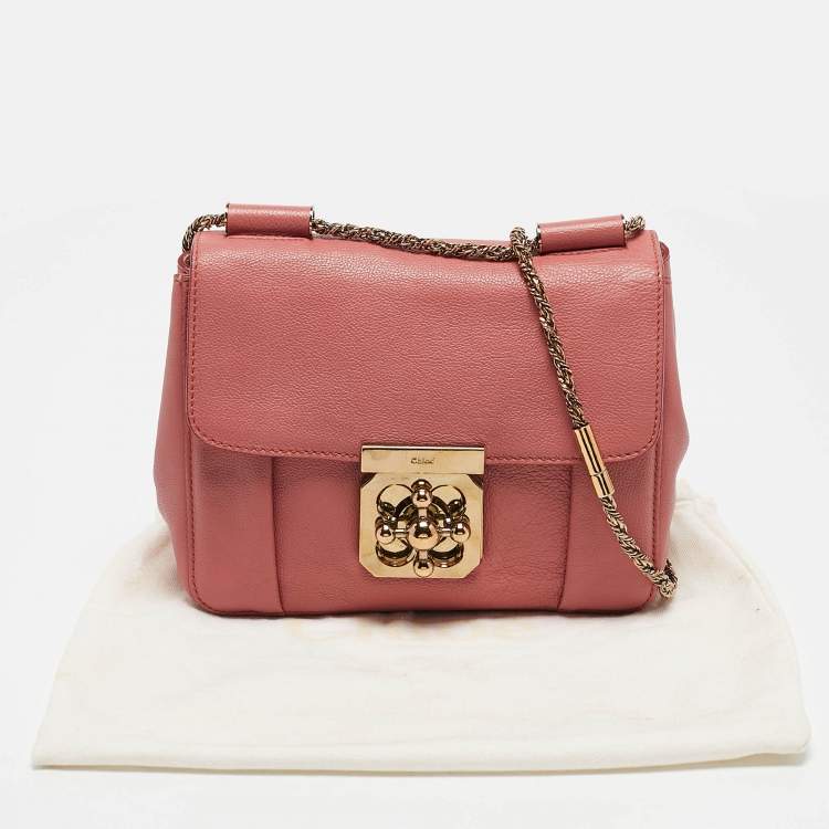 Pre Owned Chloe Rose Pink Leather Small Elsie Chain Shoulder Bag