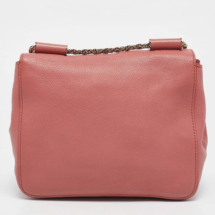Pre Owned Chloe Rose Pink Leather Small Elsie Chain Shoulder Bag