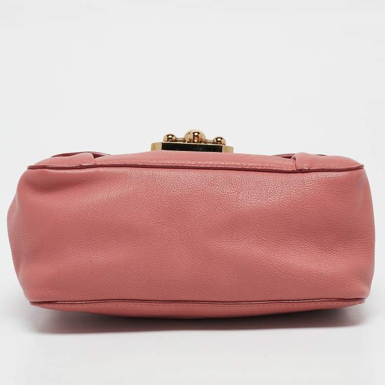 Pre Owned Chloe Rose Pink Leather Small Elsie Chain Shoulder Bag