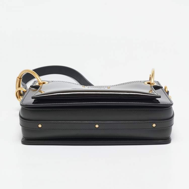 Pre Owned Chloe Olive Green Patent and Leather Roy Shoulder Bag