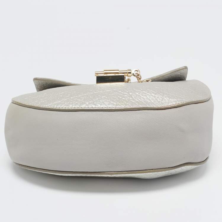 Pre Owned Chloé Silver/Grey Leather Mini Drew Chian Shoulder Bag