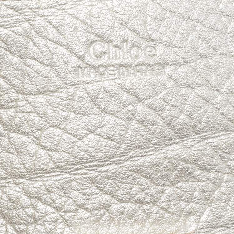 Pre Owned Chloé Silver/Grey Leather Mini Drew Chian Shoulder Bag