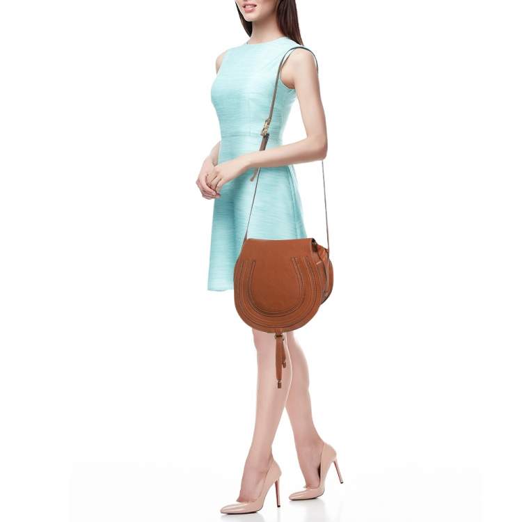 Pre Owned Chloe Brown Leather Medium Marcie Crossbody Bag