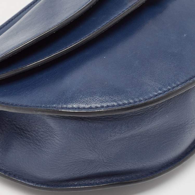 Pre Owned Chloe Blue Leather Mini Georgia Crossbody Bag