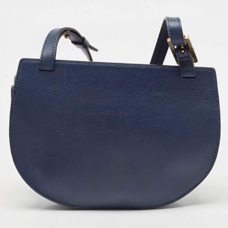 Pre Owned Chloe Blue Leather Mini Georgia Crossbody Bag