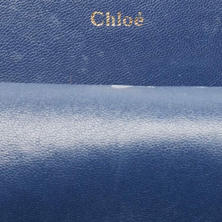 Pre Owned Chloe Blue Leather Mini Georgia Crossbody Bag