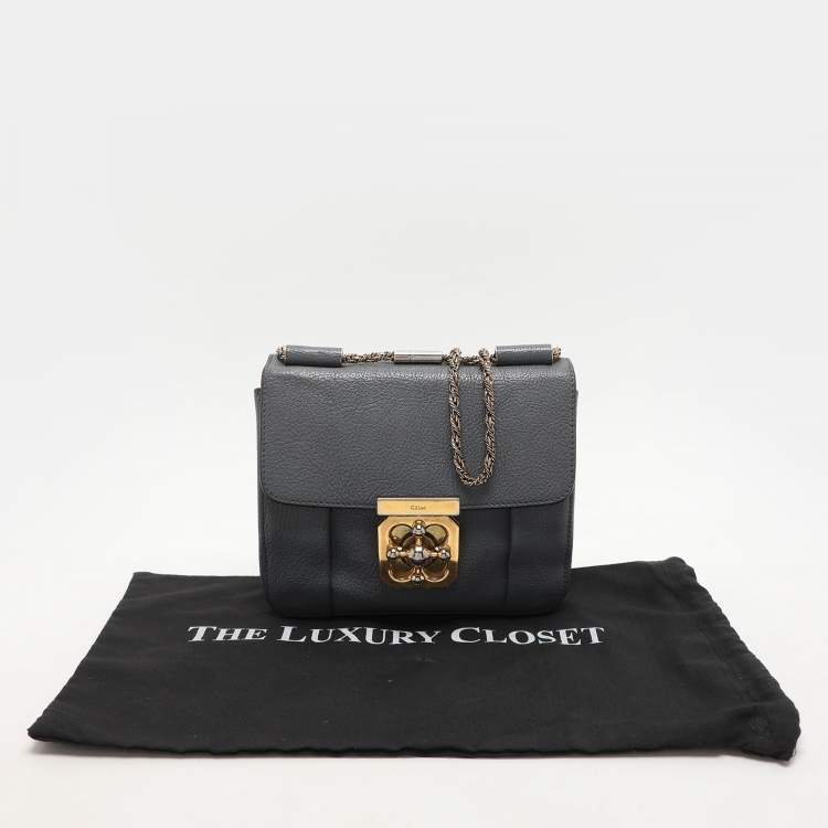 Pre Owned Chloe Grey Leather Small Elsie Shoulder Bag