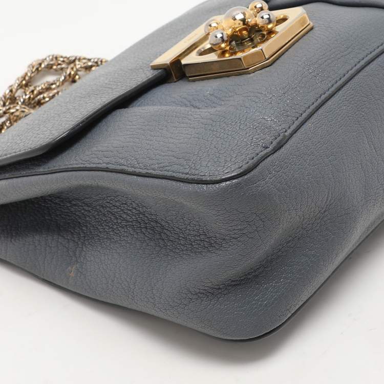 Pre Owned Chloe Grey Leather Small Elsie Shoulder Bag