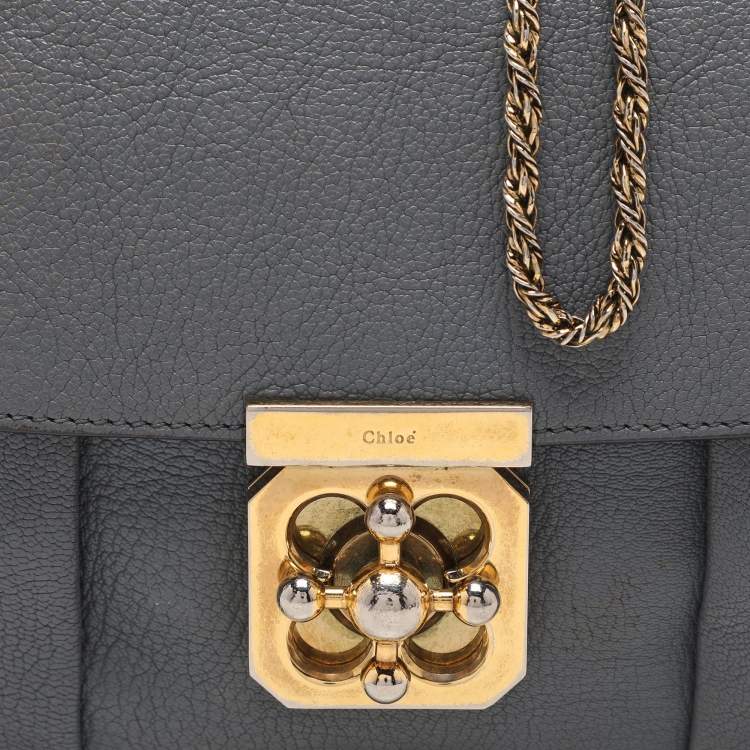 Pre Owned Chloe Grey Leather Small Elsie Shoulder Bag
