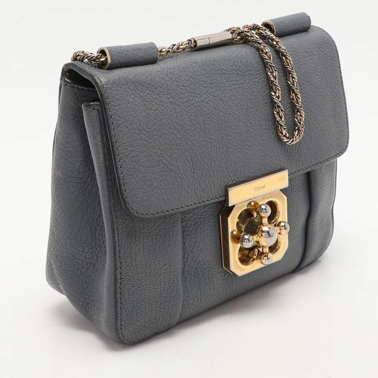 Pre Owned Chloe Grey Leather Small Elsie Shoulder Bag