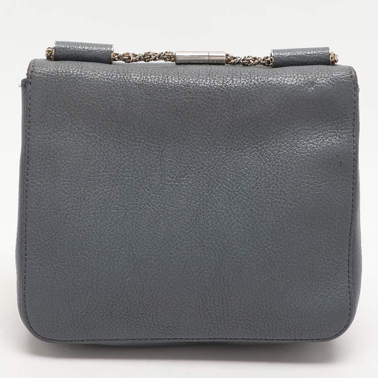 Pre Owned Chloe Grey Leather Small Elsie Shoulder Bag