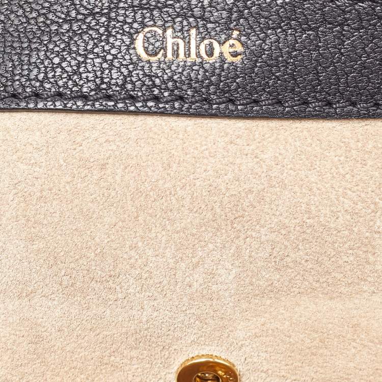 Pre Owned Chloe Black Grained Leather Drew Fold Over Clutch