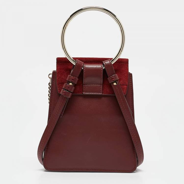 Pre Owned Chloe Burgundy/Red Leather and Suede Mini Faye Crossbody Bag