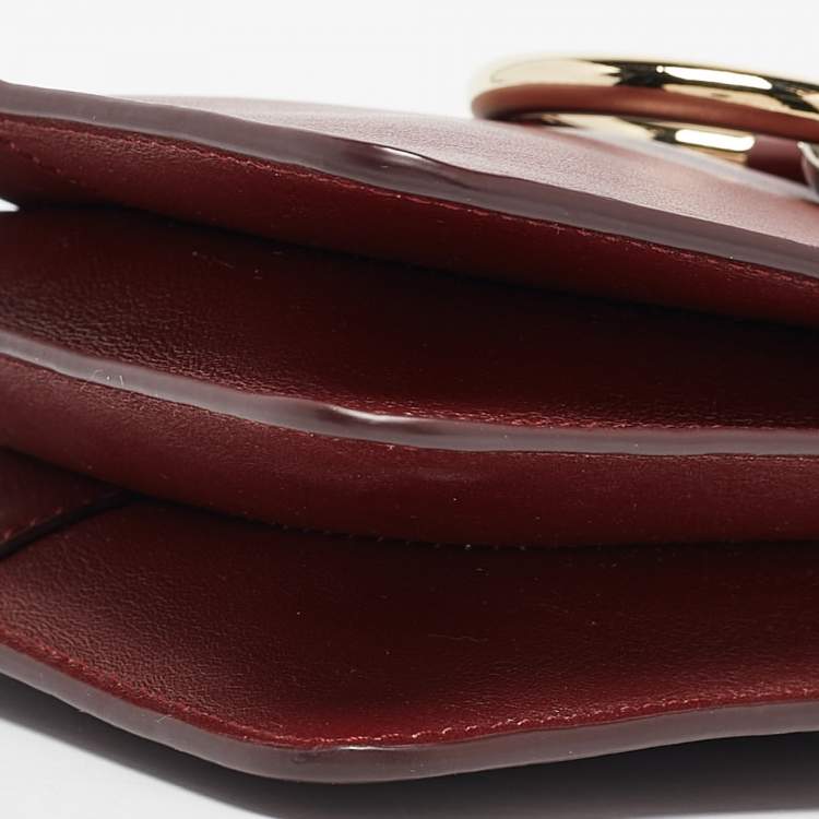 Pre Owned Chloe Burgundy/Red Leather and Suede Mini Faye Crossbody Bag