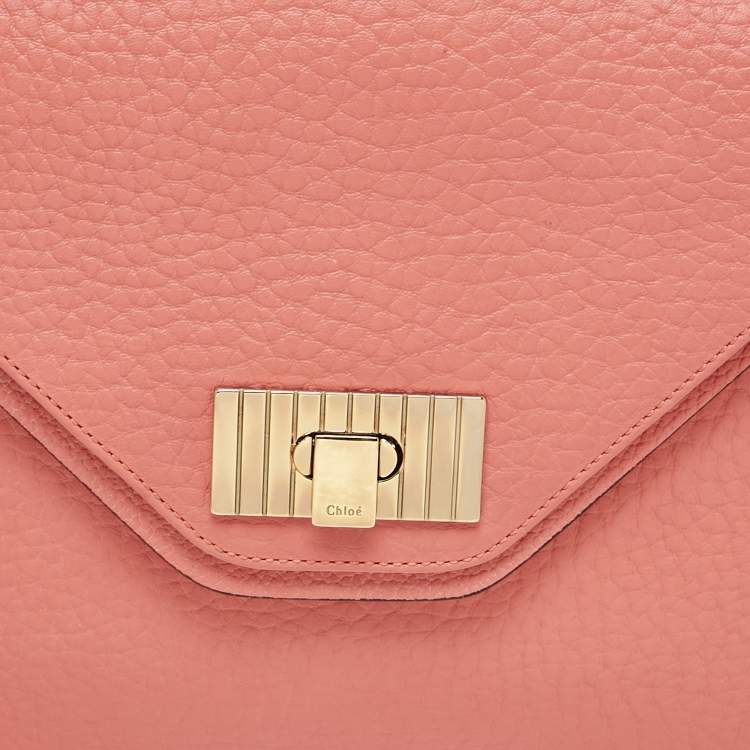 Pre Owned Chloe English Rose Pebbled Leather Medium Sally Flap Shoulder Bag