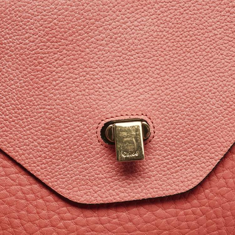 Pre Owned Chloe English Rose Pebbled Leather Medium Sally Flap Shoulder Bag