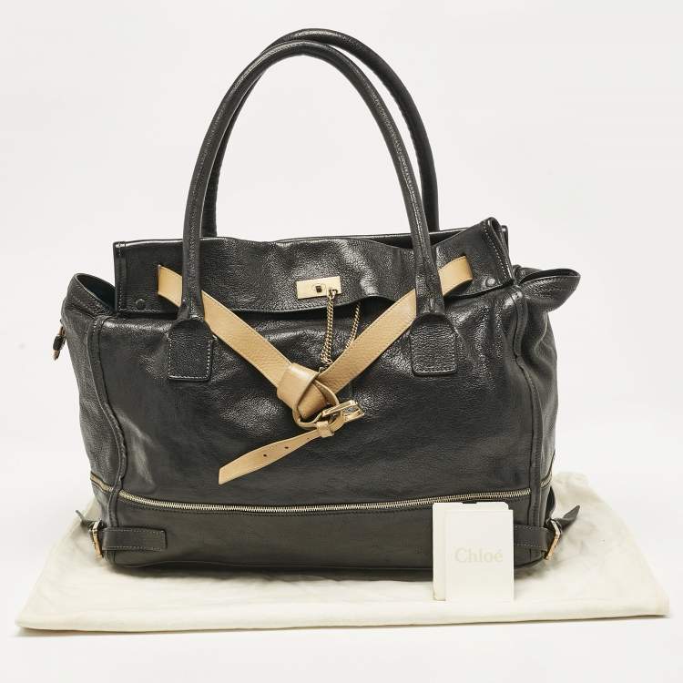 Pre Owned Chloe Black/Tan Leather Marlow Tote