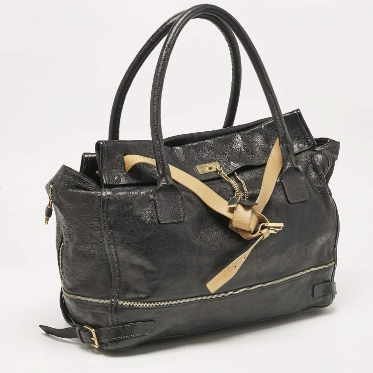 Pre Owned Chloe Black/Tan Leather Marlow Tote