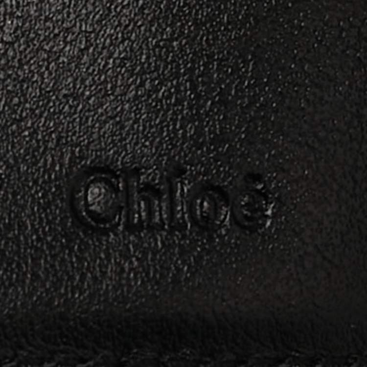 Pre Owned Chloe Black Leather C Trifold Wallet