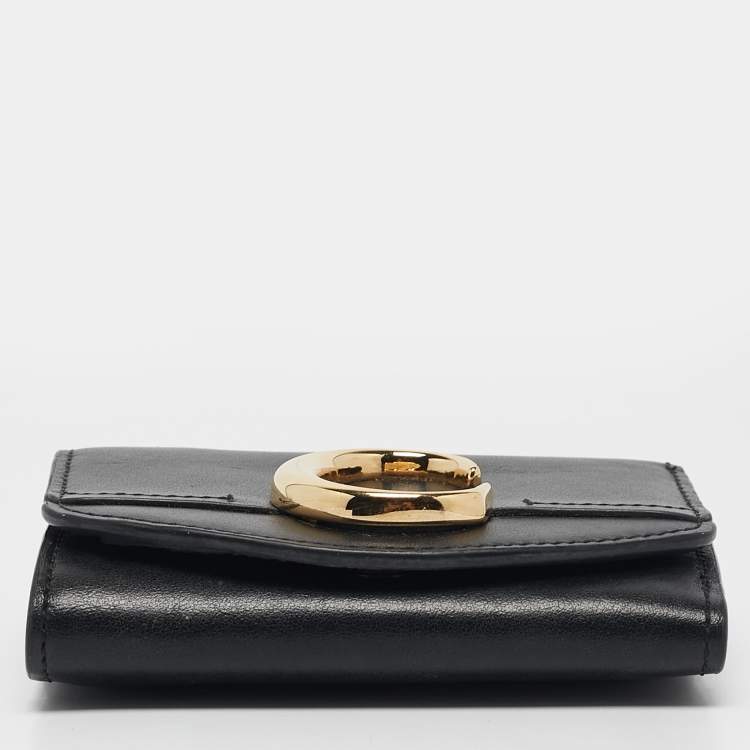 Pre Owned Chloe Black Leather C Trifold Wallet