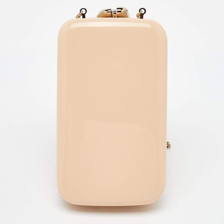 Pre Owned Chloe Beige Acrylic Perspex Kiss Clutch Bag