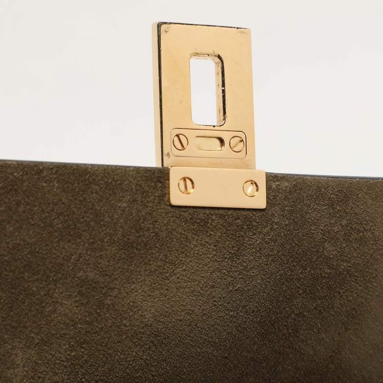 Pre Owned Chloe Brown/Green Leather and Suede Medium Drew Shoulder Bag