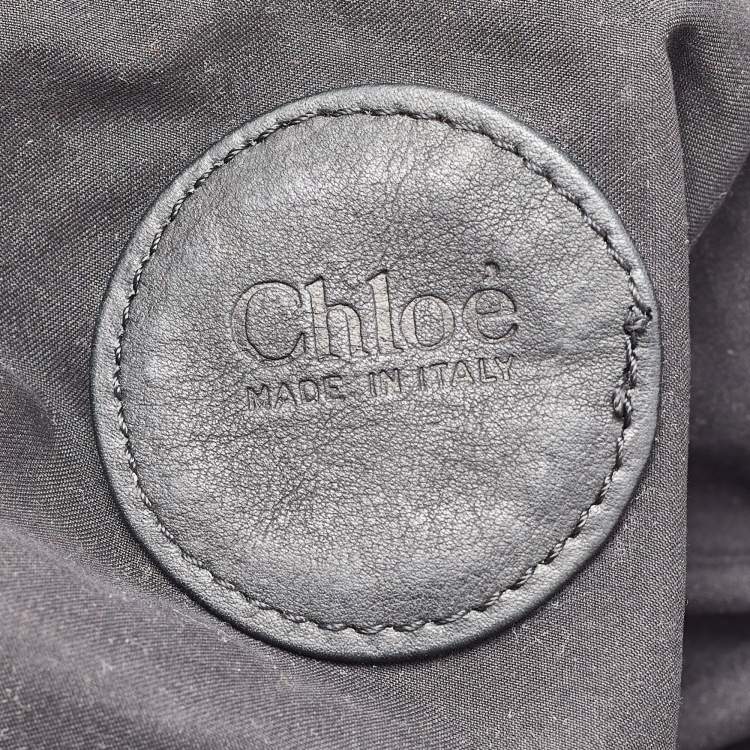 Pre Owned Chloe Black Canvas and Leather Logo Printed Weekender Bag
