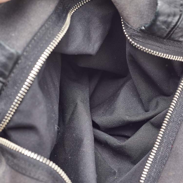Pre Owned Chloe Black Canvas and Leather Logo Printed Weekender Bag