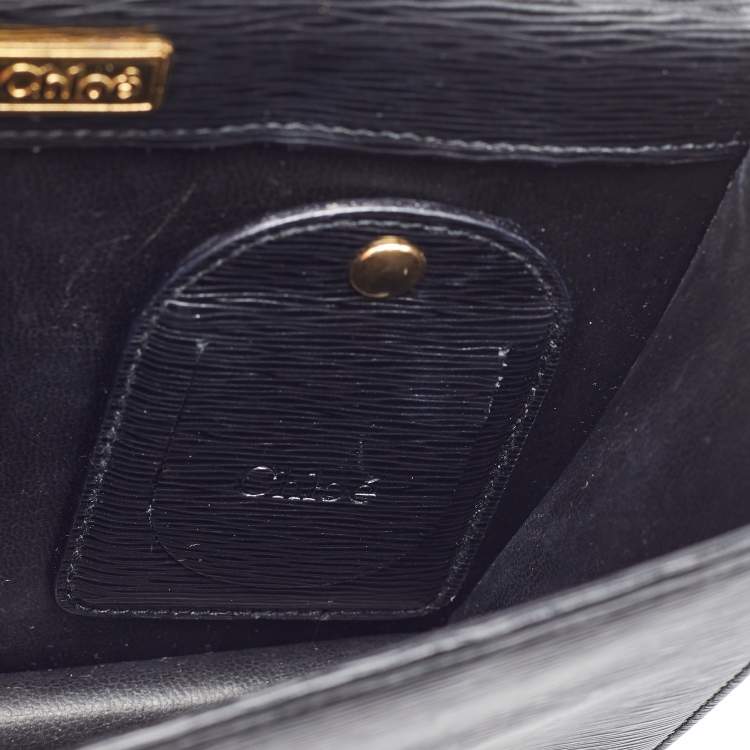 Pre Owned Chloe Black Leather Flap Chain Link Crossbody Bag