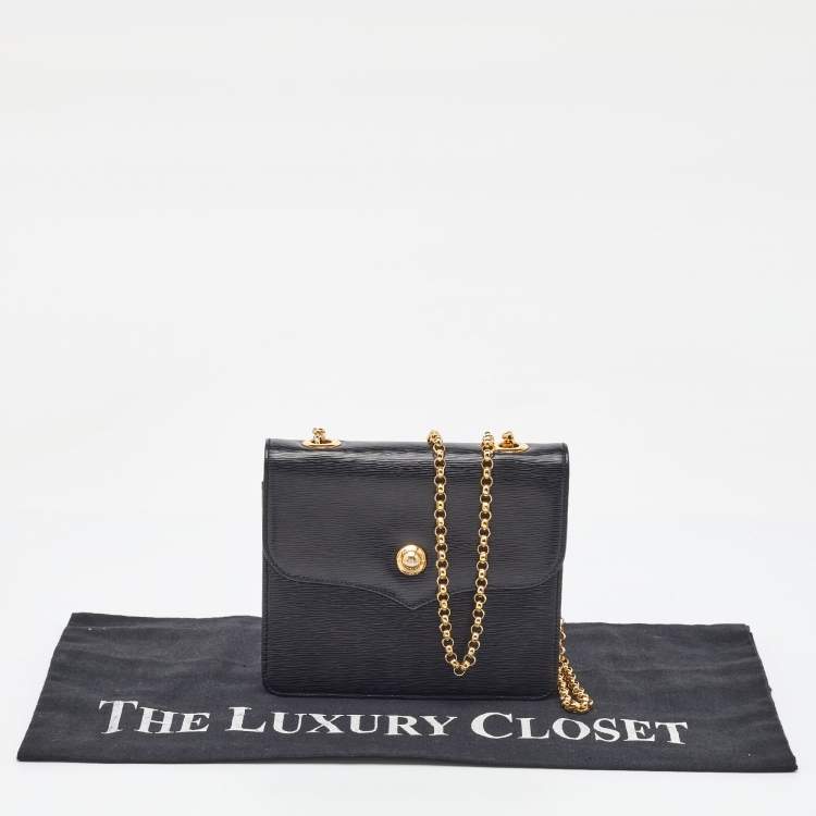 Pre Owned Chloe Black Leather Flap Chain Link Crossbody Bag