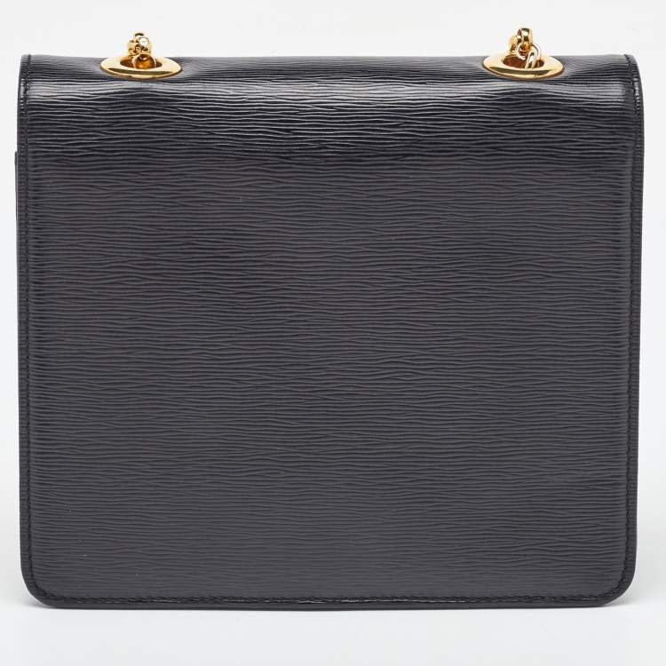 Pre Owned Chloe Black Leather Flap Chain Link Crossbody Bag