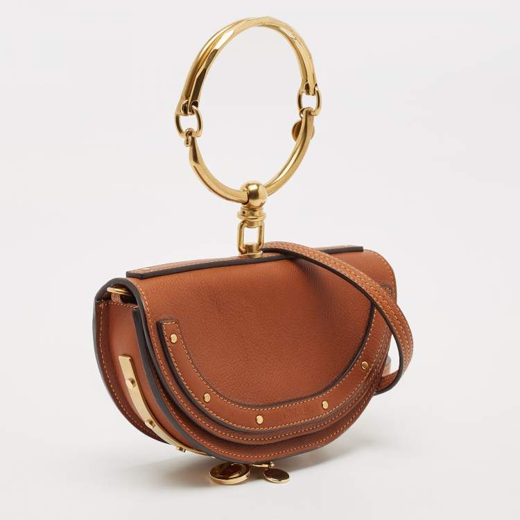 مملوكة مسبقًا Chloe Brown Leather Small Nile Bracelet Minaudiere Bag