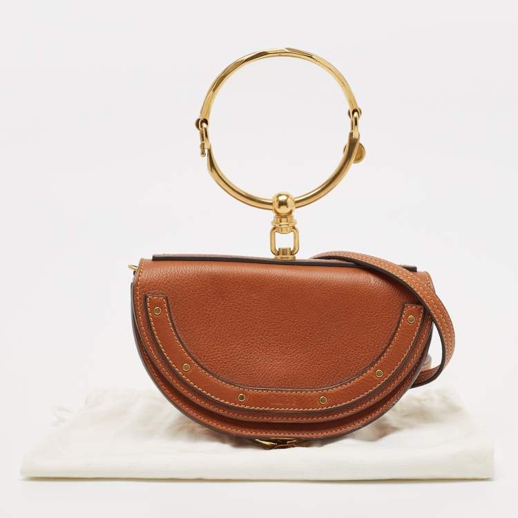 مملوكة مسبقًا Chloe Brown Leather Small Nile Bracelet Minaudiere Bag