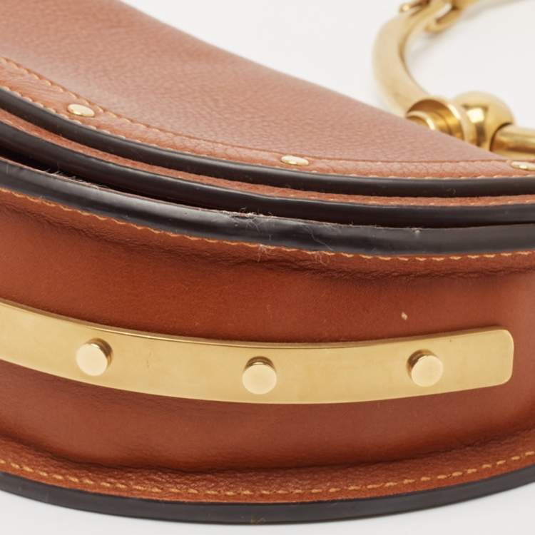 مملوكة مسبقًا Chloe Brown Leather Small Nile Bracelet Minaudiere Bag