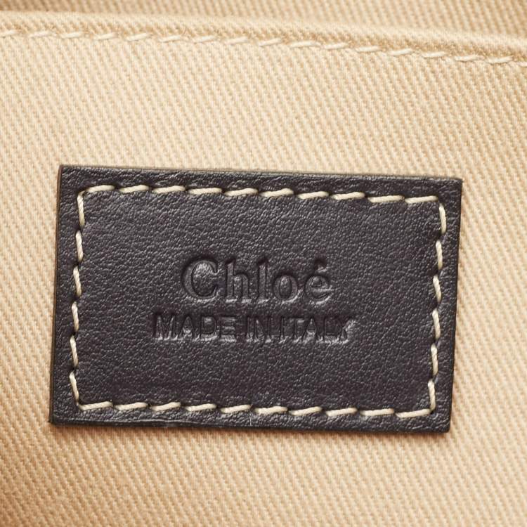 Pre Owned Chloe Black/Beige Canvas and Leather Small Woody Tote