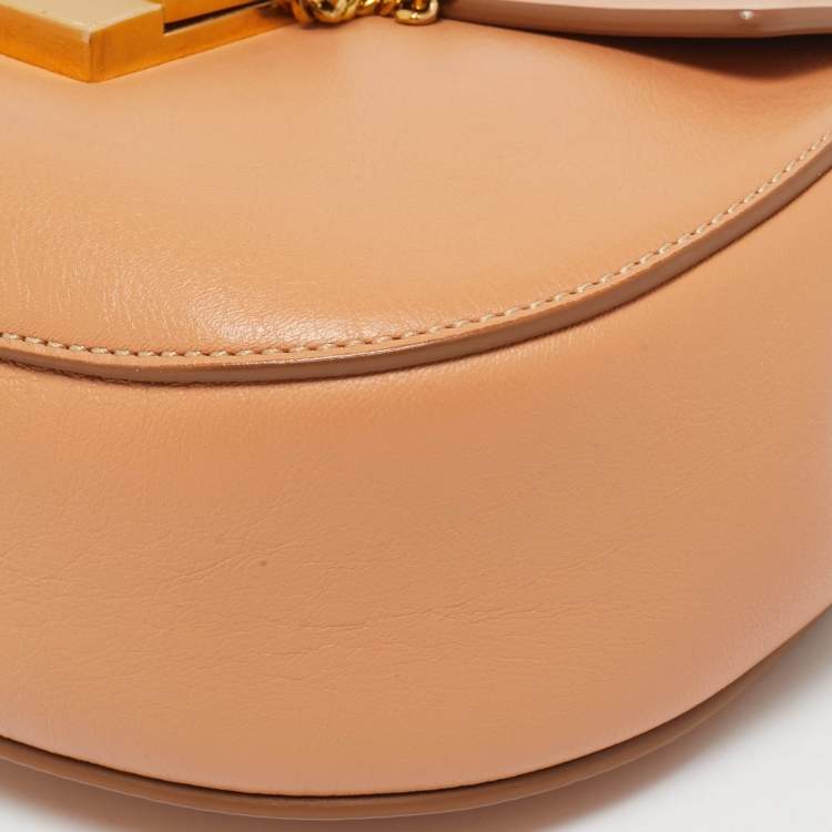 Pre Owned Chloe Peach Leather Small Drew Shoulder Bag