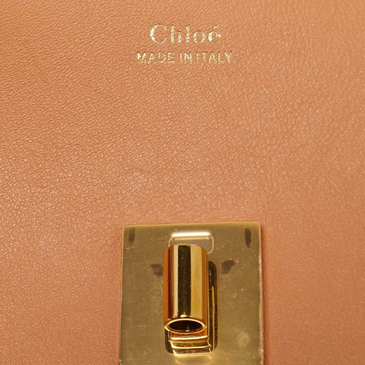 Pre Owned Chloe Peach Leather Small Drew Shoulder Bag