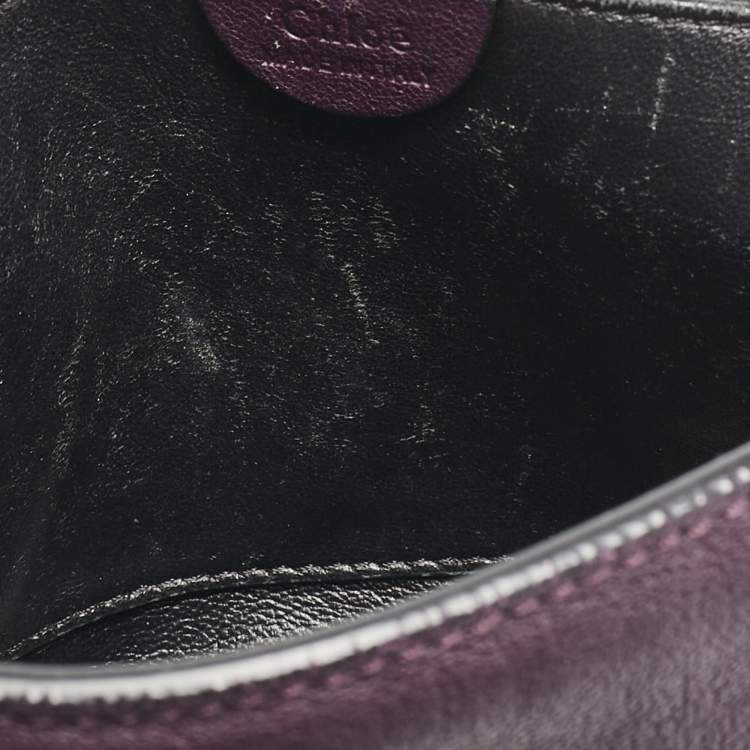 Pre Owned Chloe Purple Leather Small Elsie Chain Shoulder Bag