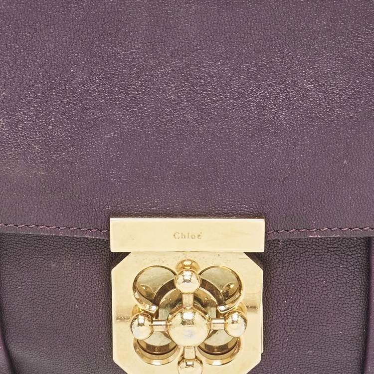 Pre Owned Chloe Purple Leather Small Elsie Chain Shoulder Bag